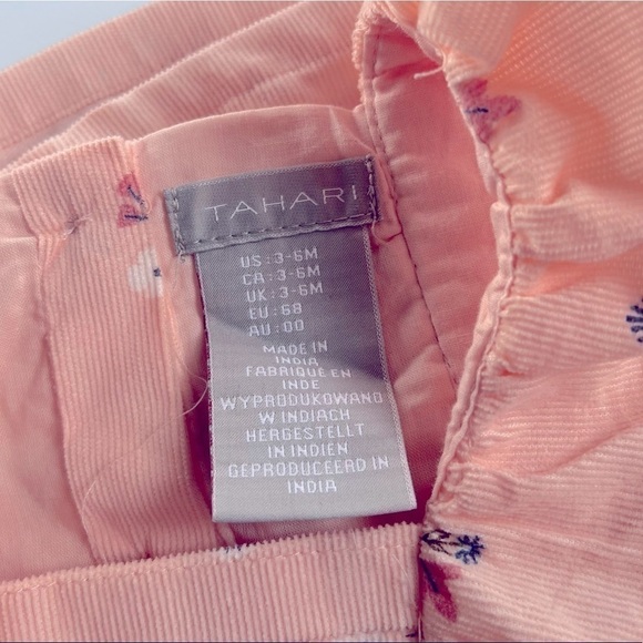 Tahari Corduroy Jumper 2-Piece Set, Peach/Coral Floral, Size 3-6 months - Picture 7 of 10